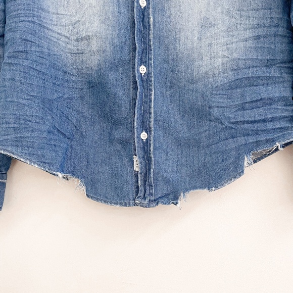 Frank & Eileen Barry Famous Denim Shirt Distressed Vintage Wash S - Picture 6 of 9